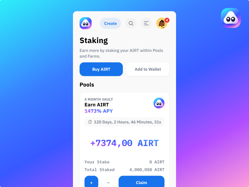 Stake AIRT via AIRNFTS